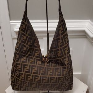 Fendi Brown FF Logo Hobo Bag